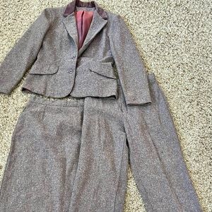 Vintage Brooks Women's Sz 11 3 Pc Multi Wool Blazer Suit Jacket Skirt Pants Set